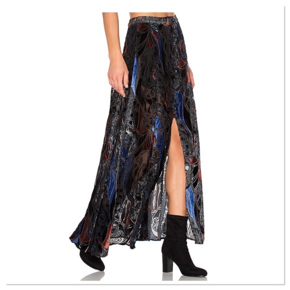 Free People Velvet Sheer Maxi Skirt